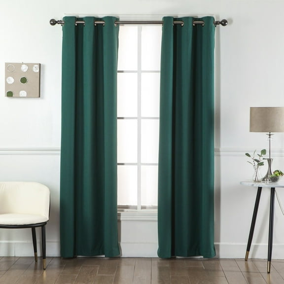 2-Piece 100% Blackout Thermal Curtains - Black Back & Grommets - 4 SIZES