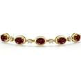 thumbnail image 3 of Gem Stone King 18K Yellow Gold Plated Silver Red Rhodolite Garnet Bracelet for Women | 4.50 Cttw | Gemstone January Birthstone | Oval 7X5MM | Fully Adjustable 9 inch, 3 of 6