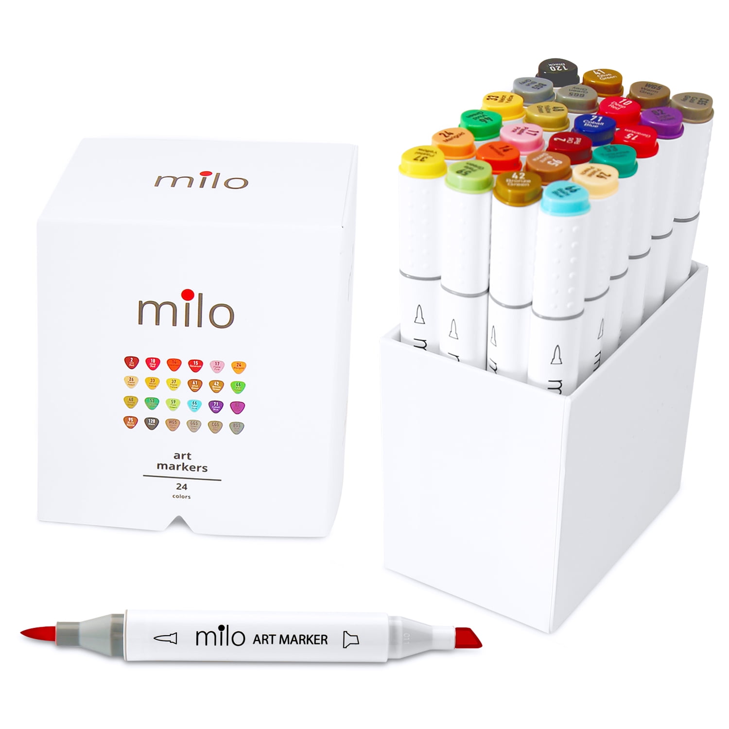 Milo Art Markers Brush Tip and Chisel Tip Set of 24