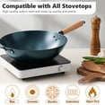 thumbnail image 2 of edx 13.5" Carbon Steel Wok Pan, Nonstick Stir-fry Pan, Pre-Seasoned Flat Bottom Chinese Wok, Compatible with Induction, BBQ & Camping Cookware, Blue, 2 of 8