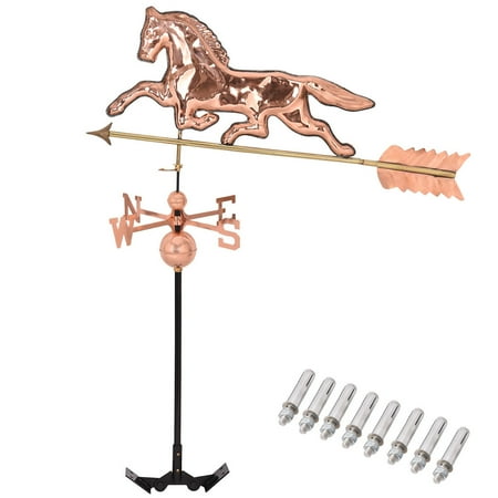Weathervane Roof Mount - Goplus Polished Copper Roof Mounted Outdoor Horse Weathervane Wind Weather Direction