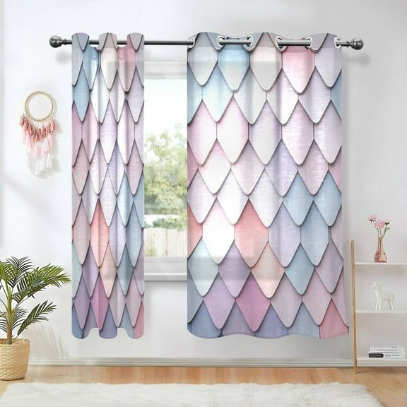 Yayeee Window Curtains Set of 2 for Living Room Light Filtering 63"x42", Pink Art Pattern