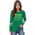 thumbnail image 3 of Girls St. Patrick's Day Shirt Ombre Shamrock Gradient Print Long Sleeve Top Soft Stretchy Casual Holiday Tee for Kids Green 110-170,Size 4 T, 3 of 5
