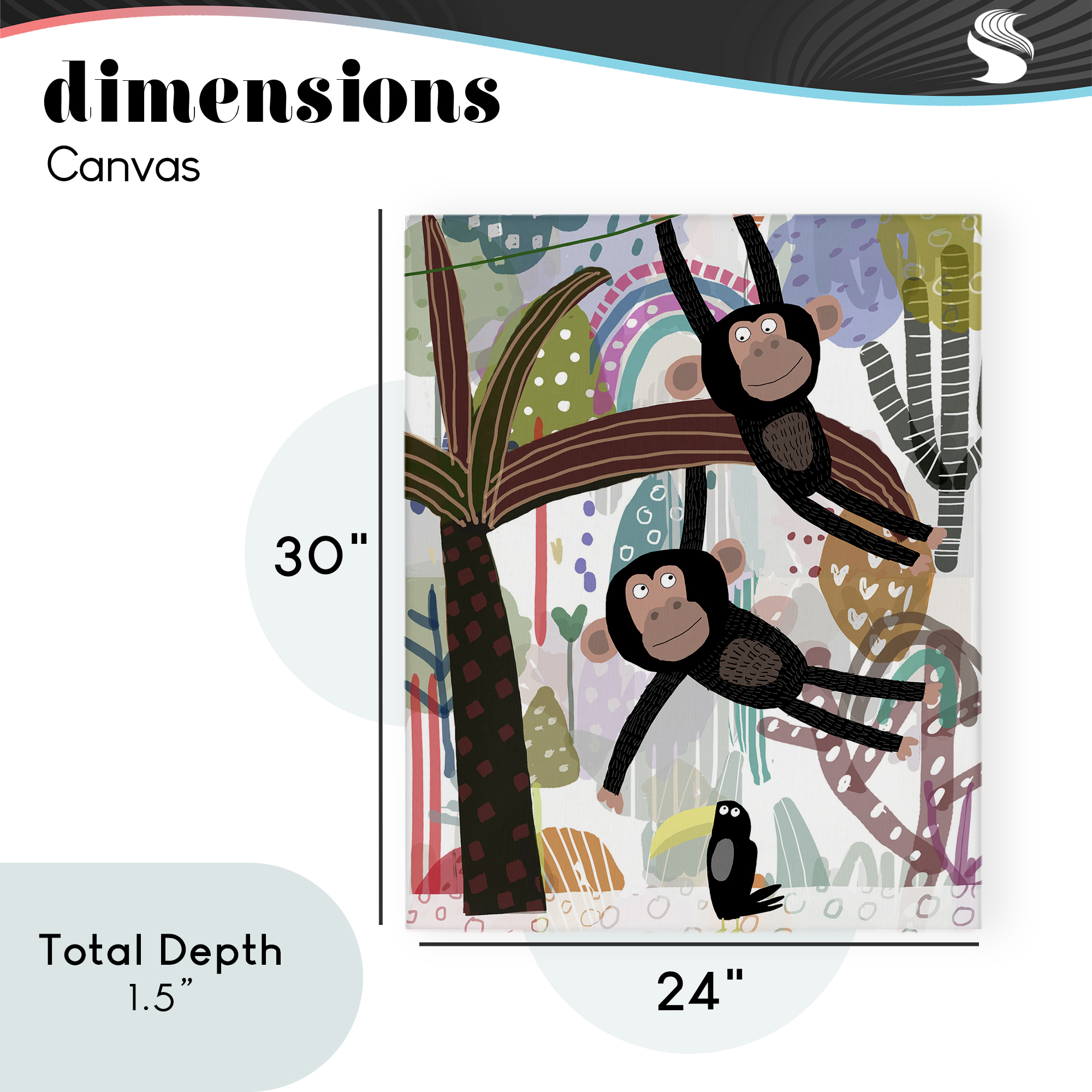 Exotic Monkey & Toucan Canvas Wall Art, design by Carla Daly