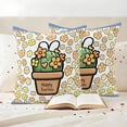 thumbnail image 3 of Happy Easter Pillow Covers 2 Pack Spring Rabbit Ears Potted Plant Yellow Floral Pillowcase Waterproof Outdoor Throw Pillow Cover for Patio Garden Square Cushion 24”x24”, 3 of 9