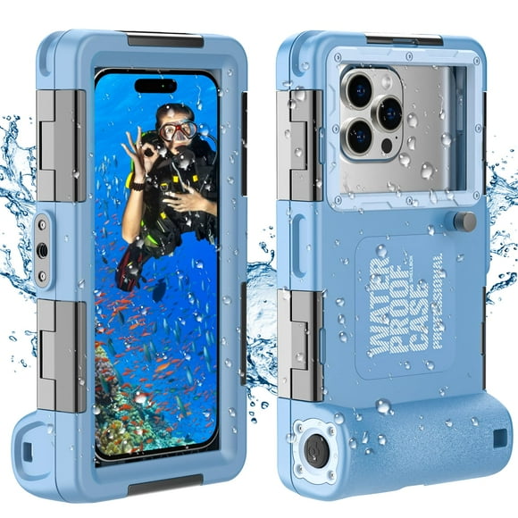 Funda impermeable para teléfono de buceo YOGRE para iPhone/Samsung Blue