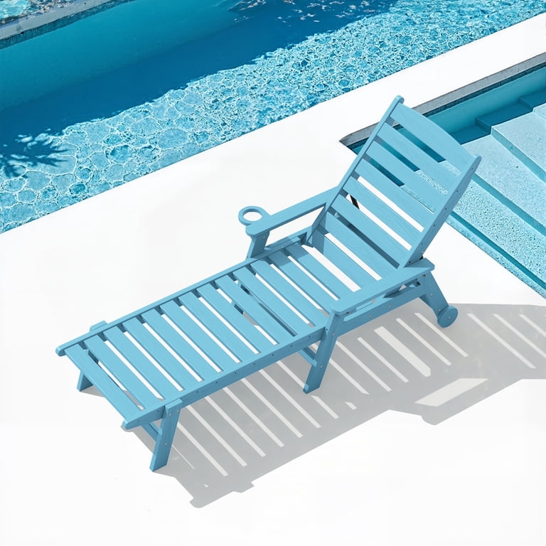 SERWALL Patio Chaise Lounge Chair, 5-Position Light Blue photo 1