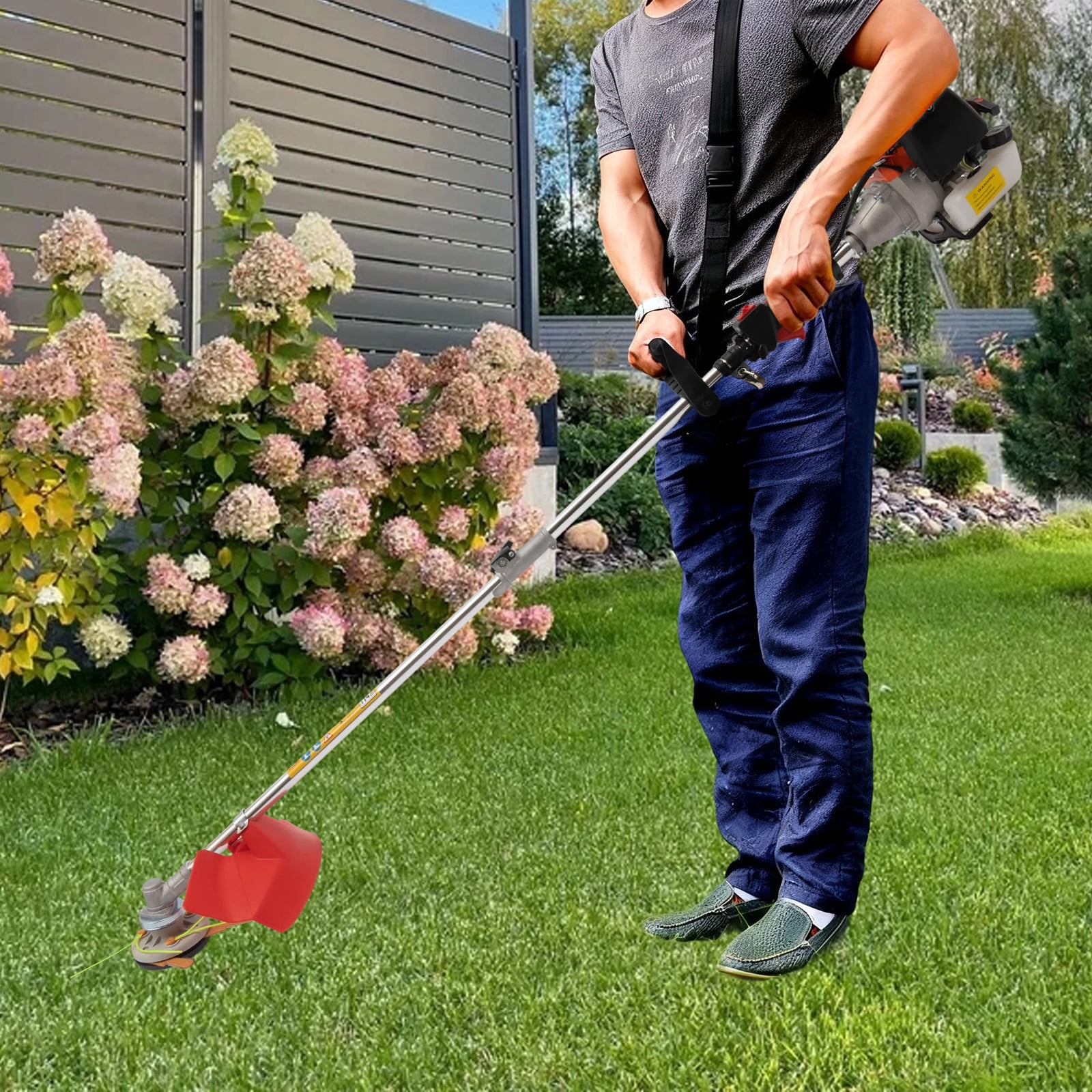 33CC Weed Wacker, Gasoline Power 2-Stroke String Trimmer Weedeater, Cordless Weed Eater with Single Cylinder Air-Cooled Engine, Lawn Mower Grass Trimmer for Home Lawn Mowing, Bushes Cutting