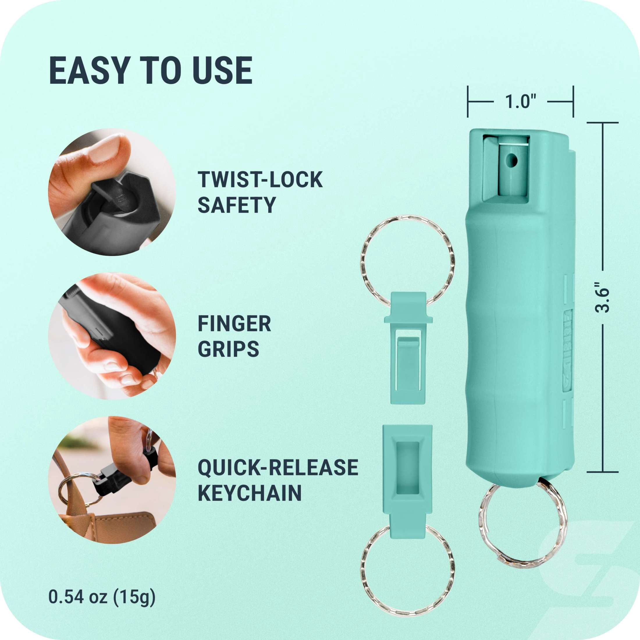 SABRE Pepper Spray with Quick Release Keychain, Mint, 1 Count, Pocket Pepper Sprays