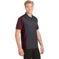 thumbnail image 4 of Sport-Tek Colorblock Micropique Sport Wick Polo-M (Iron Grey/ Maroon), 4 of 6