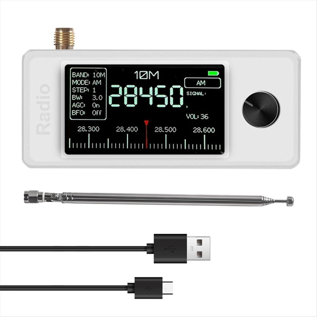 Miniradio Portátil Compatible con Banda LSB/USB/AM/FM de 0,5 A 108 MHz con Receptor de Señal de Antena en Bandas HF/SW/MW/VHF, Color .