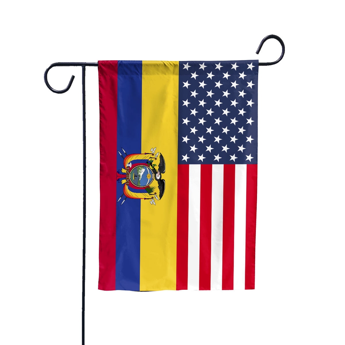 American Ecuador Flag Ecuadorian Friendship U.S.A Memorial Day Patriotic For Garden Flag, Double-Sided Decorative Outdoor Flag, Patriotic Polyester Yard Flag 12 x 18 in
