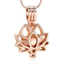Lotus Flower Urn Necklace for Women Men Ashes Stainless Steel Cremation Jewelry Memorial Keepsake Gifts for Ash Holder