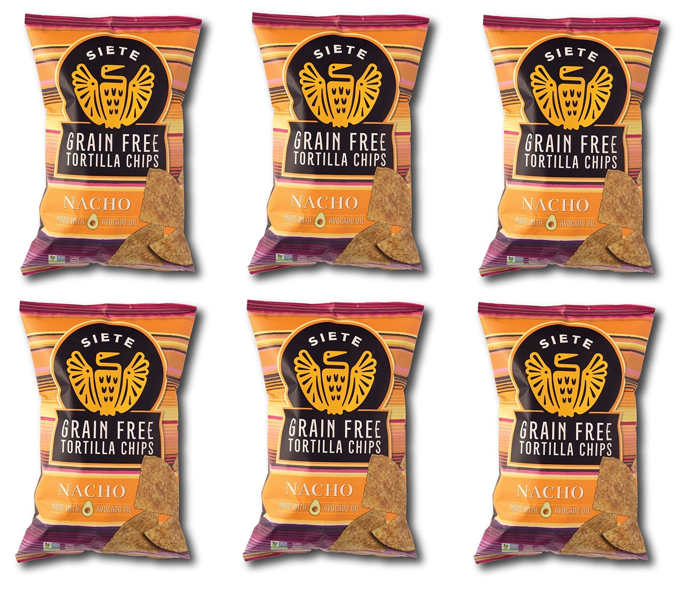 Siete Nacho Grain Free Tortilla Chips, 5 oz bags, 6Pack