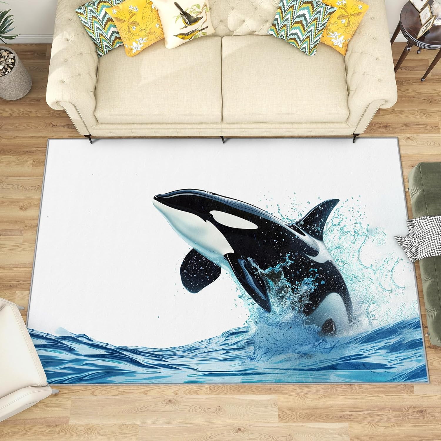 6x8 Rug, Killer Whale Rug, 3D Marine Life Rugs for Living Room Bedroom, Sea  Ocean Animal Carpet, Washable & Non Slip & Soft Low Pile Large Indoor Area  Rug, Killer Whale Home