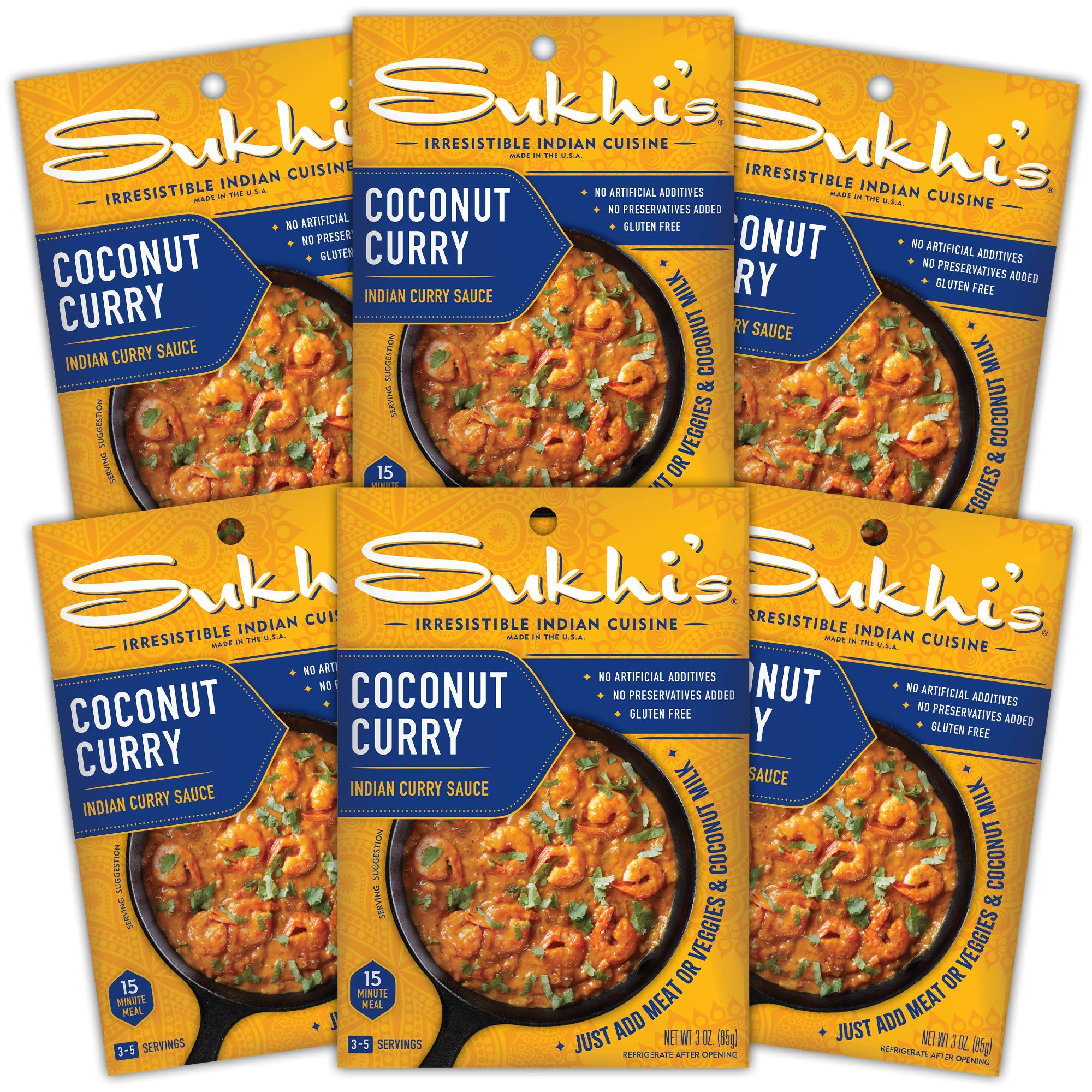 Sukhi's GlutenFree Indian Curry Sauce, Coconut Curry, 3 Ounce (Pack of
