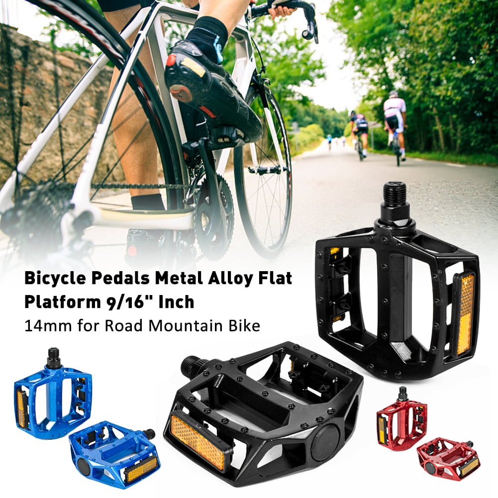Bicycle Pedals Metal Alloy Flat Platform 9//16/" Inch 14mm Road Mountain Bike US