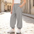 thumbnail image 4 of TIREOW Girls Boys Wide Leg Sweatpants Solid Color Elastic Waist Baggy Sweat Pants Kids Fashion Lightweight Casual Loose Fit Jogger Pants, 4 of 5