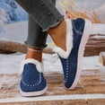 thumbnail image 7 of Womens Winter Flat Fluffy Snow Ankle Boots,Warm Faux Fur Lining Anti-Slip Slip on Loafer Casual Outdoor Plush Loafers Booties (Dark Blue,36), 7 of 7