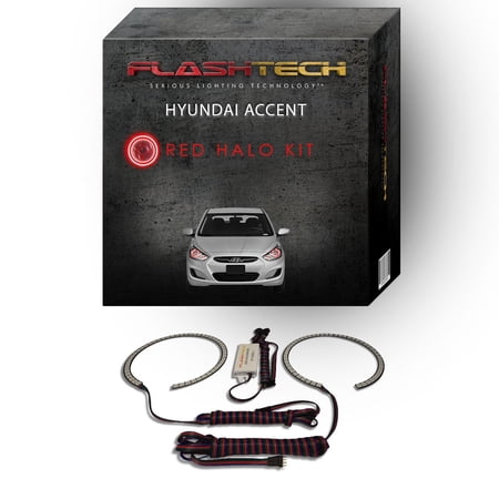 Flashtech Red Angel Eye LED Headlight Halo kit for 2012-2014 Hyundai Accent Headlights