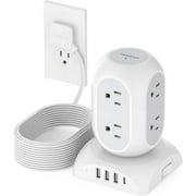 TESSAN Power Strip Surge Protector, 8 AC Outlets, 1 USB-C and 3 USB-A Ports, 10 ft Cord, Gray