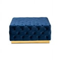thumbnail image 2 of Baxton Studio Verene Glam and Luxe Royal Blue Velvet Fabric Upholstered Gold Finished Square Cocktail Ottoman, 2 of 6