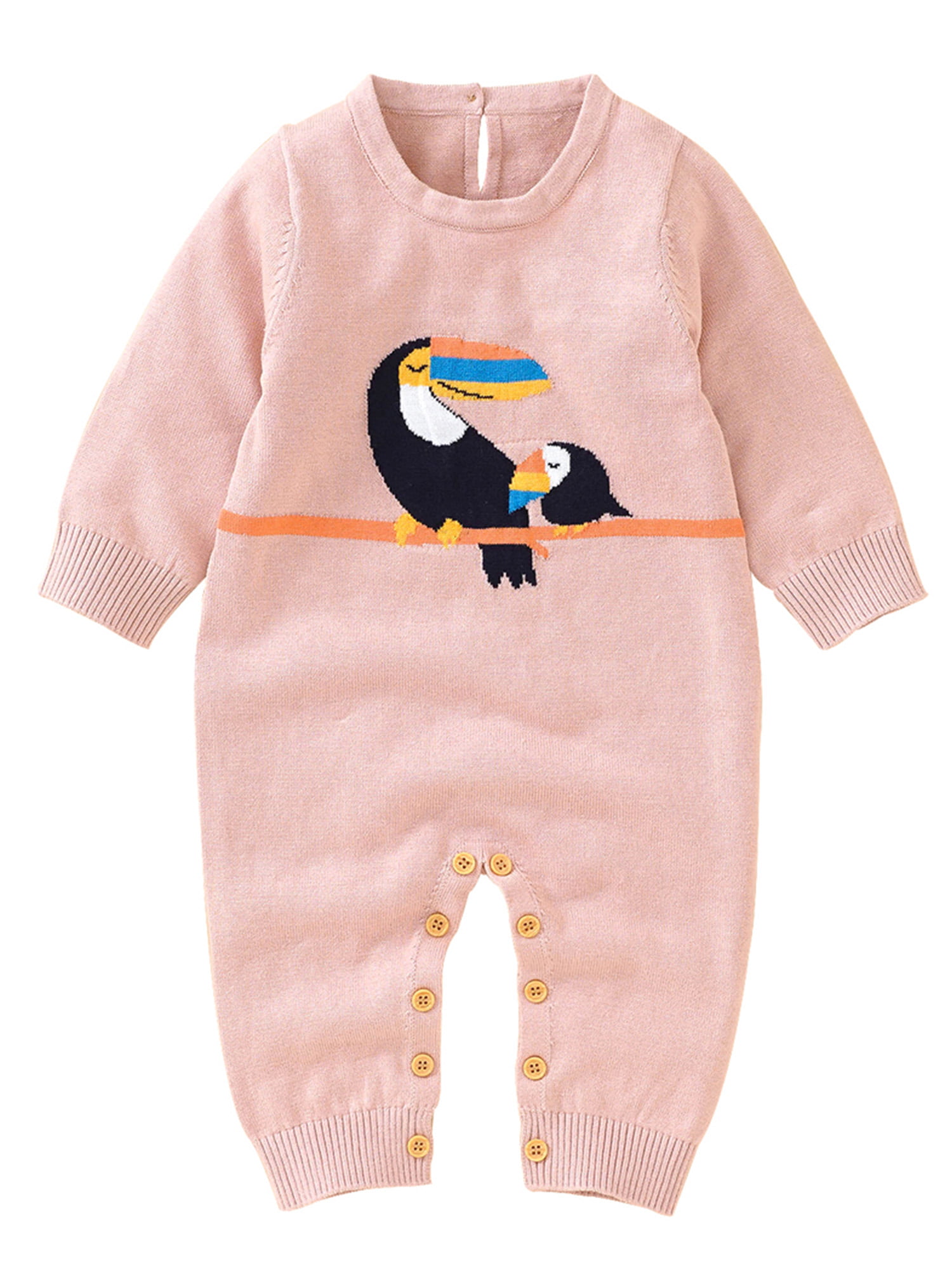 Ritmisch Conventie Natura Avamo Infant Knitted One Piece Jumpsuit Long Sleeve Loose Playsuit Bird  Printed Party Bodysuit Pink 74 - Walmart.com