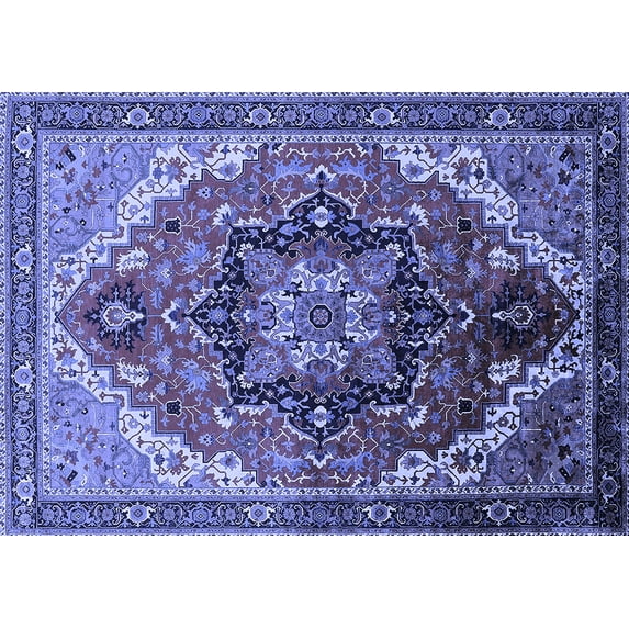 Ahgly Company Indoor Rectangle Oriental Blue Industrial Area Rugs, 4' x 6'