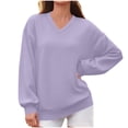 thumbnail image 2 of Jovrlynd Sweatshirts for Women 2026 V Neck Solid Oversized Long Sleeve Sweatshirt Winter Soft Fleece Pullover Top, S-2XL, 2 of 6