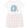 thumbnail image 3 of Inktastic 3-21 World Down Syndrome Day Blue and Yellow Rainbow Ribbon Girls Toddler Dress, 3 of 5