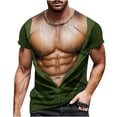 thumbnail image 2 of Yaoyar Men's Fashion Muscular Print T-Shirt Splicing Fitness Round Neck Short Sleeve T-Shirt Big and Tall Army Green,5XL, 2 of 5