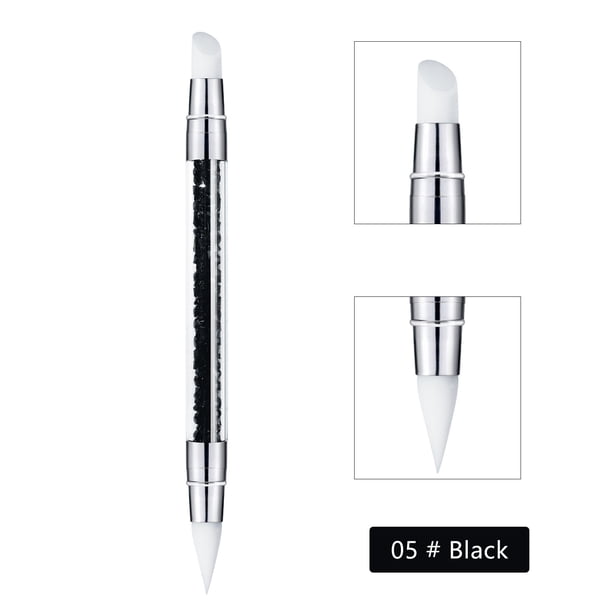 Herramientas para realzar las uñas Pluma para realzar las uñas Pluma de relieve con tallado ahuecado Pluma de cabeza de plástico Pluma de doble punta con punta de diamante Plumas para decoración de uñ