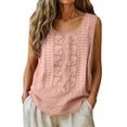 thumbnail image 2 of ClodeEU Women's Embroidered Linen Blend Sleeveless Crewneck Tank Top ,Loose Fit Casual Blouse Pink,Womens Plus L, 2 of 8