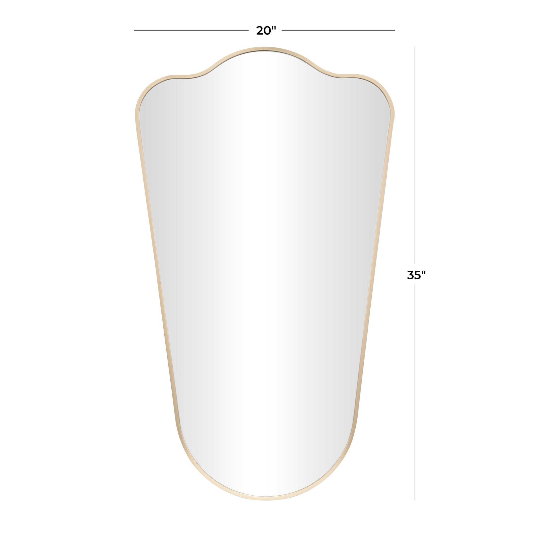 DecMode 20" x 35" Gold Arched Wall Mirror with Thin Frame
