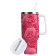 thumbnail image 2 of 40 oz Tumbler With Handle Stainless Steel Insulated Tumbler With Lid for Car Cup Holder Seamless Pattern with Pink Rose, 2 of 9