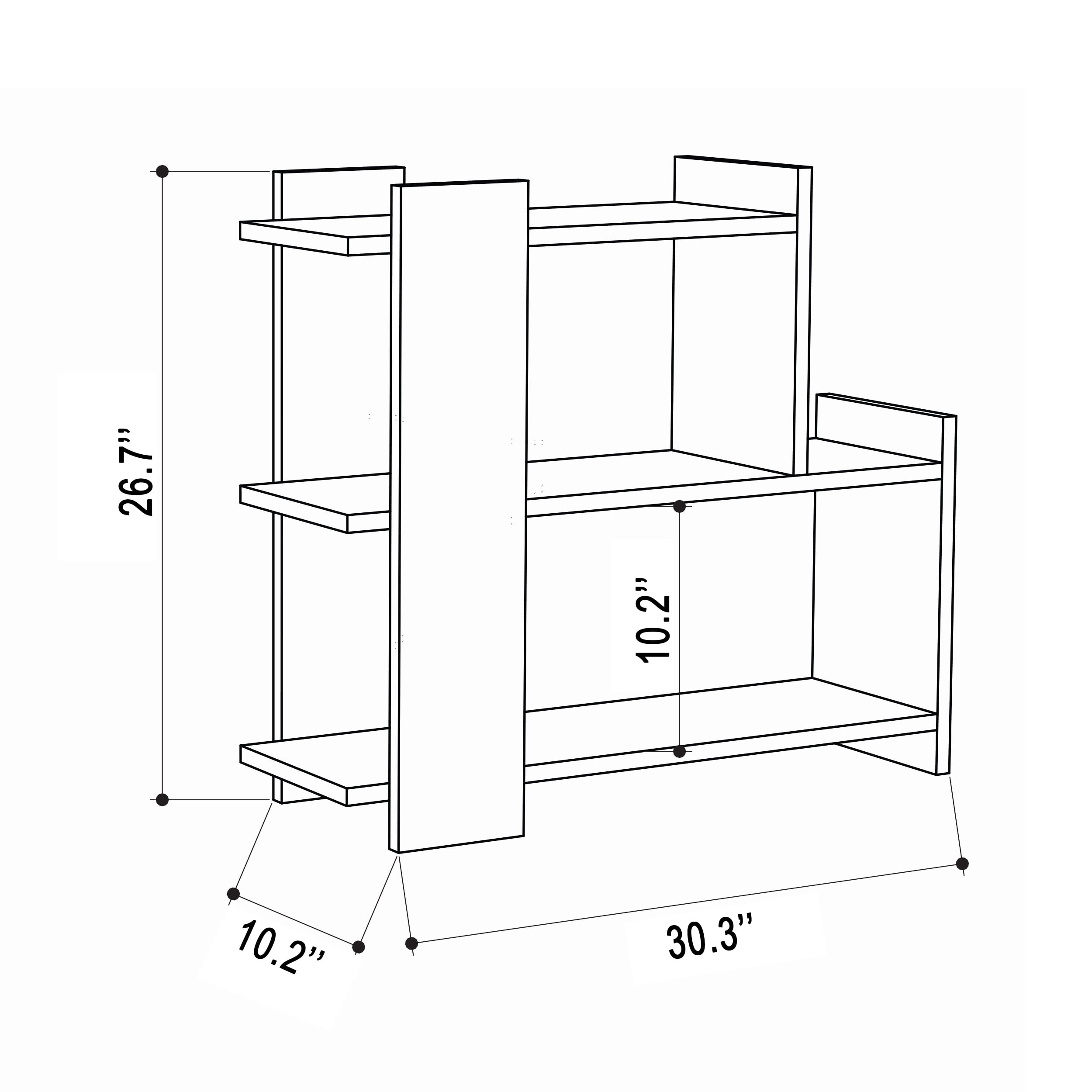Ada Home Decor Furniture Oak 3 Tier Scovel Modern Side Table