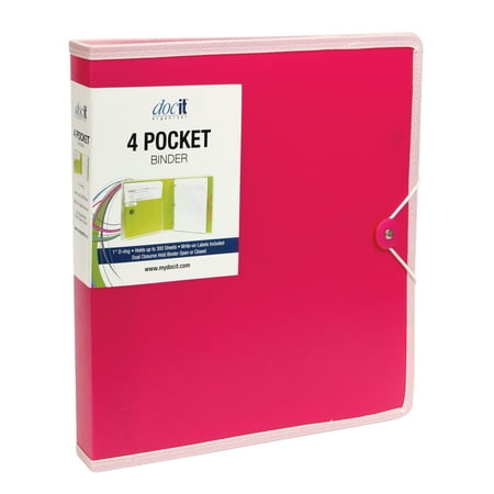 Binders Max 4 Pocket Portfolio - DocIt 4 Pocket Binder, Pink ( 00939-PK)