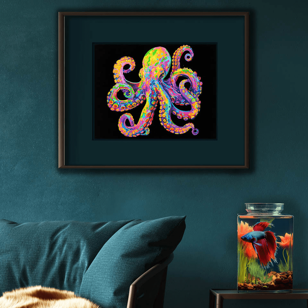 Diamond Dotz Neon Flock Octopus Diamond Painting Kits for Adults - Colorful Diamond Art Kits a Relaxing Creative Craft Kit with Dotz Gems 14x18