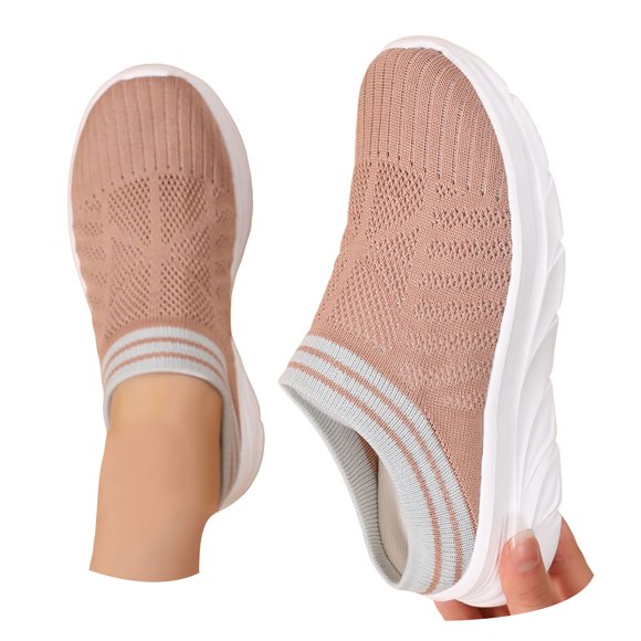 Mules for Women Fashion Woven Sneakers Slip on Walking Shoes Lightweight Breathable Comfortable Casual Flats