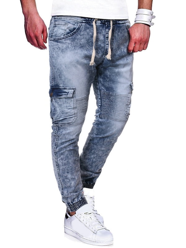 mens elastic waist jeans with drawstring