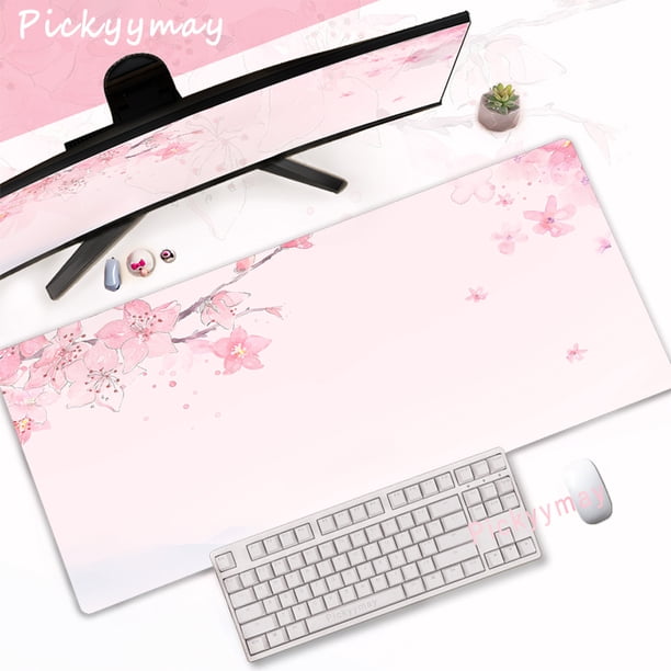 Alfombrilla de ratón con flores de cerezo rosa, mesa de ordenador para el hogar, alfombrilla de ratón grande para Pc, teclado artístico Sakura, alfombrilla de escritorio, accesorios de oficina
