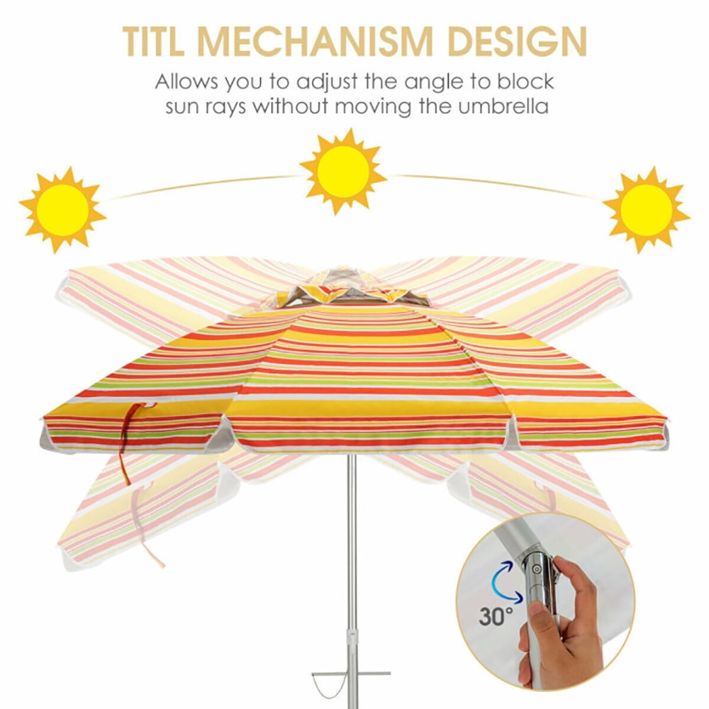 Kadyn Outdoor Patio Umbrella, Outdoor Market Table Umbrella, 6.5 Feet Beach Umbrella with Sun Shade and Carry Bag without Weight Base-Orange