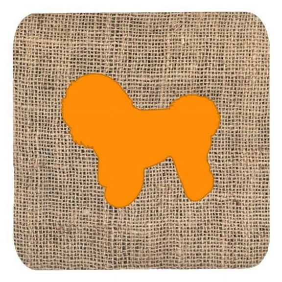 Bichon Frise Burlap And Orange Foam Coasters, Set Of 4
