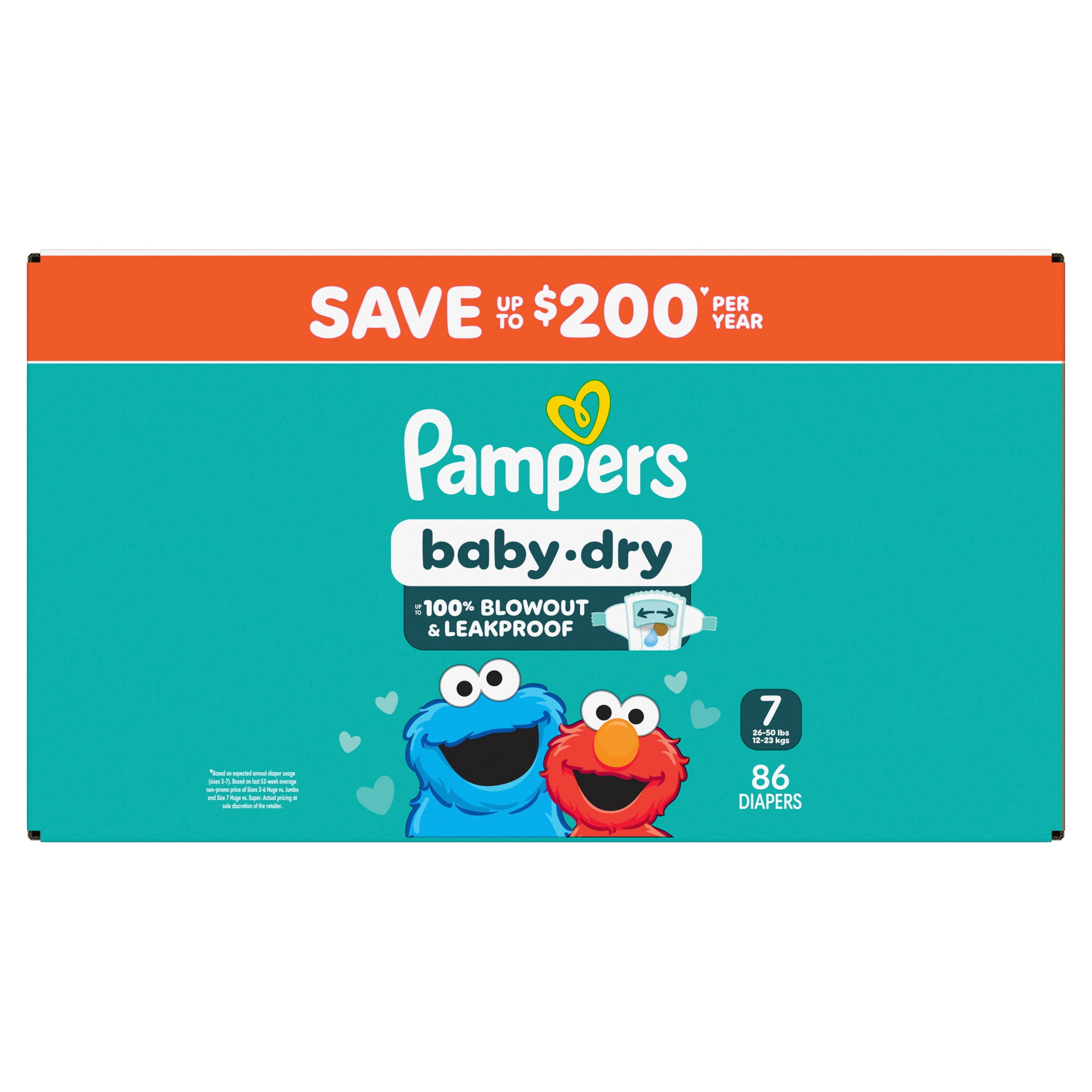 Pampers Baby Dry Baby Diapers,Size 7, 86 Count (Select for More
