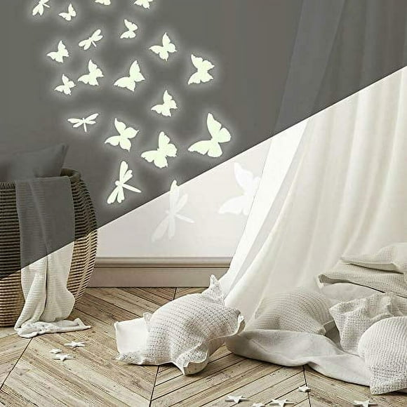 RoomMates Papillons et Libellules Brillent dans les Stickers Muraux Sombres