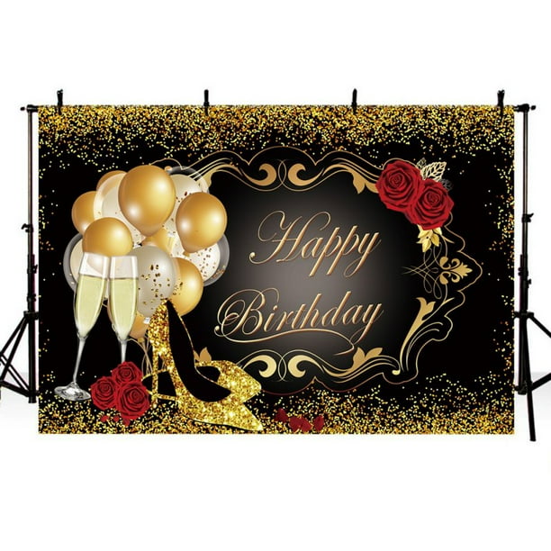 Renaiss 1.8x1.2m Tapis Rouge Joyeux Anniversaire Toile de Fond