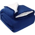 thumbnail image 2 of Sherpa Reversible Blanket Throw Size Navy 480GSM Fleece Blanket for Bed Sofa, 2 of 7