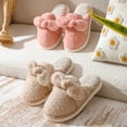 thumbnail image 5 of Zapatillas de algodón de otoño e invierno para mujer con nudo de lazo, zapatillas peludas para el hogar, zapatillas de algodón cálidas de felpa antideslizantes gruesas para mujer, 5 of 5