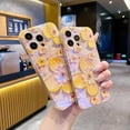 thumbnail image 5 of Compatible with iPhone 15 Pro Max Case Glitter Oil Painting Flower Cute Border Floral Case Girly Women Girls Camera Protection Soft TPU Shockproof Cover Retro Colorful Case,Yellow, 5 of 8
