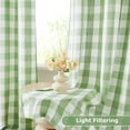 thumbnail image 3 of Flowpartex Buffalo Check Semi Sheer Curtain Panels Green and White Plaid Textured Curtains Drapery, Farmhouse Grommet Window Drapes for Living Room Bedroom, 40"Wx63"L 2 Pieces, 3 of 6